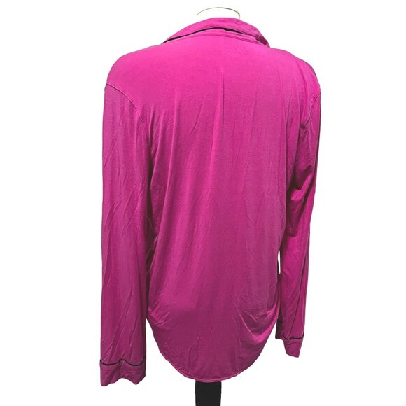 Victoria's Secret Hot Pink Collared Soft Sleep Shirt Sz Small Womens Long Sleeve - Picture 7 of 13
